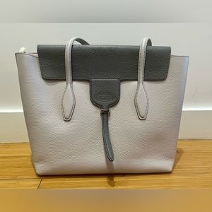 NEW Tod’s Grey Pearl Joy Flag Shoulder Tote Bag